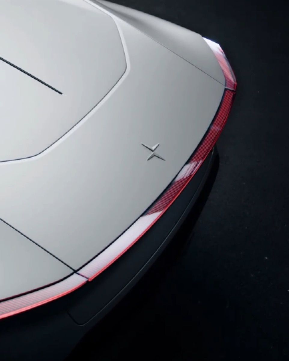 Rear view of the Polestar 2 electic vehicle.