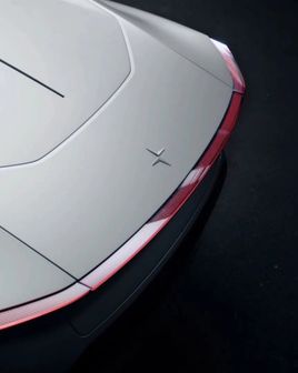 Rear view of the Polestar 2 electic vehicle.