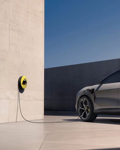 A Lotus electric vehicle being charged.