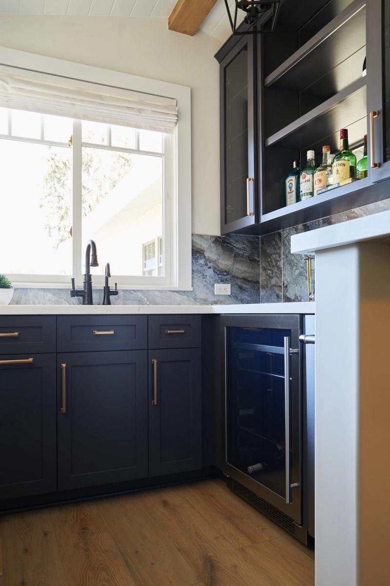 Beautiful dark bar cabinets with mirrored back
