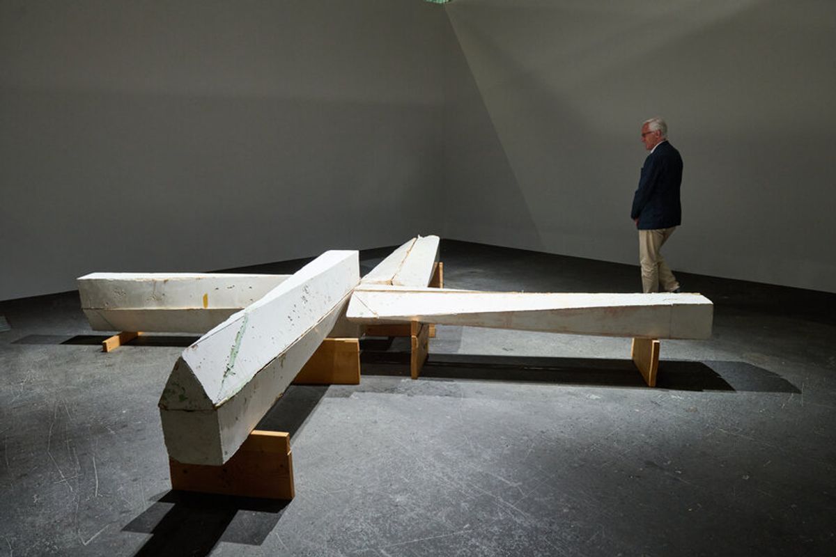 Bruce Nauman's tunnel installation of four narrowing corridors at Unlimited.