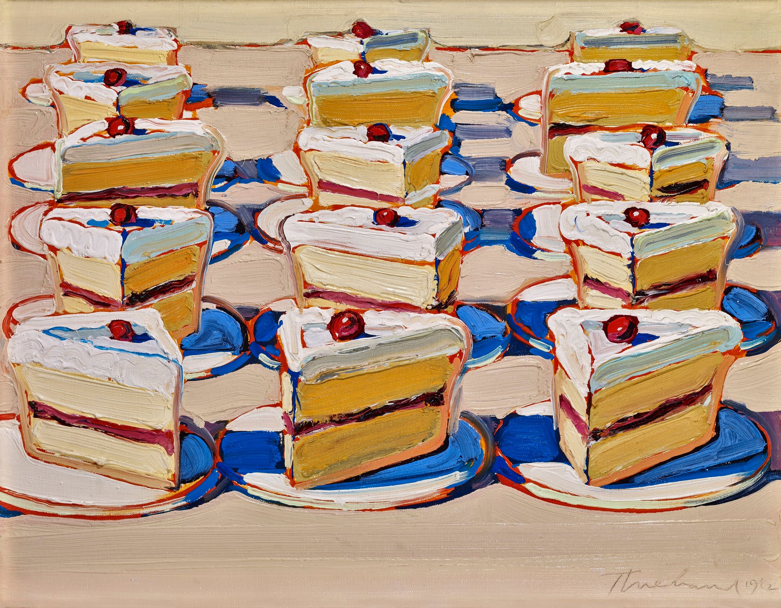 Wayne Thiebaud, Boston Cremes, 1962, oil on canvas.