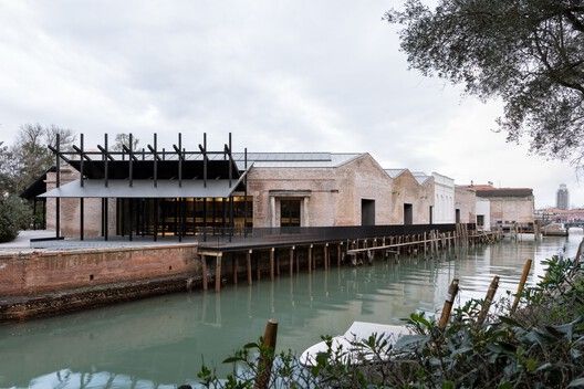 View overlooking Rio dei Giardini, with the renovated Central Pavilion at the Giardini della Biennale.