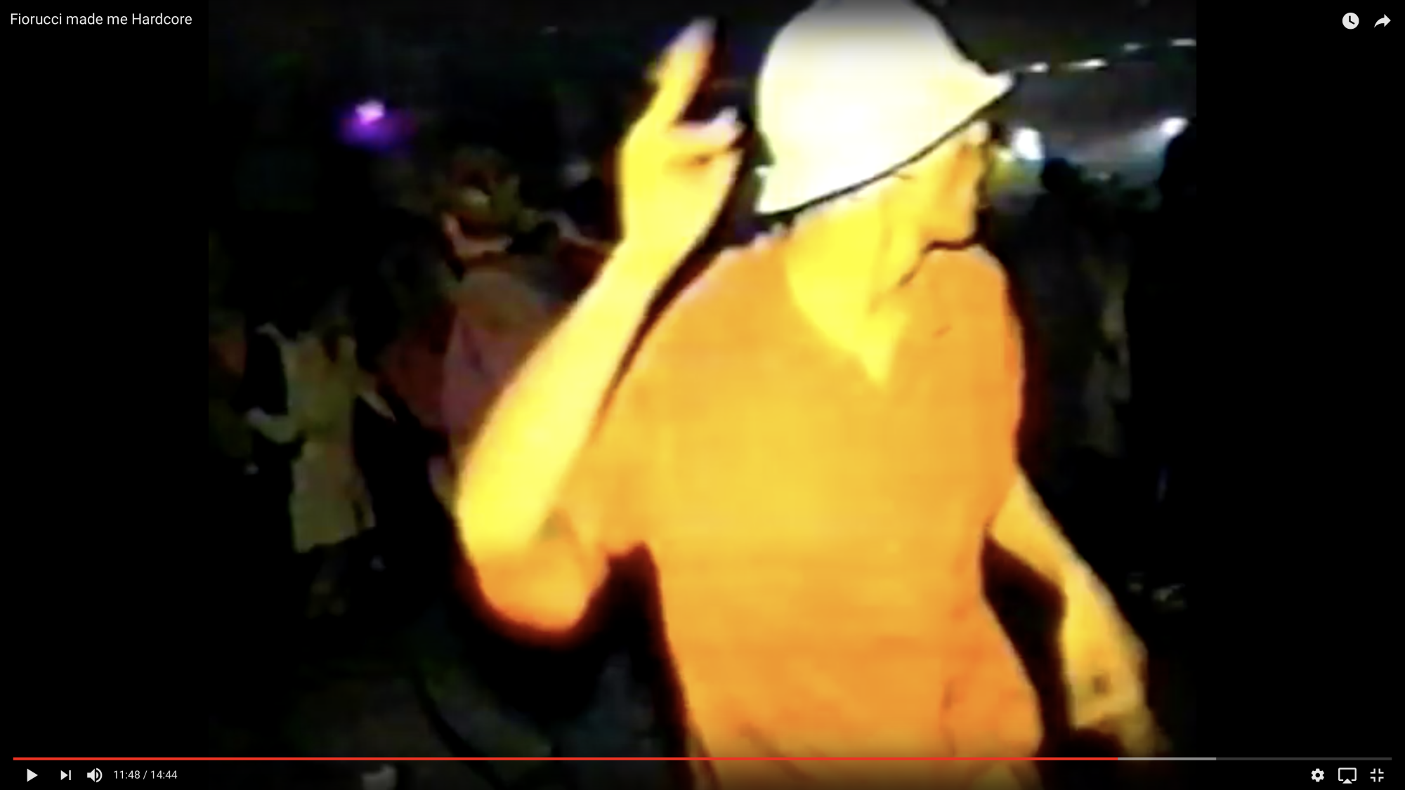 Still from Mark Leckey's Fiorucci Made Me Hardcore (1999), a blurred figure dancing in a Northern Soul club.