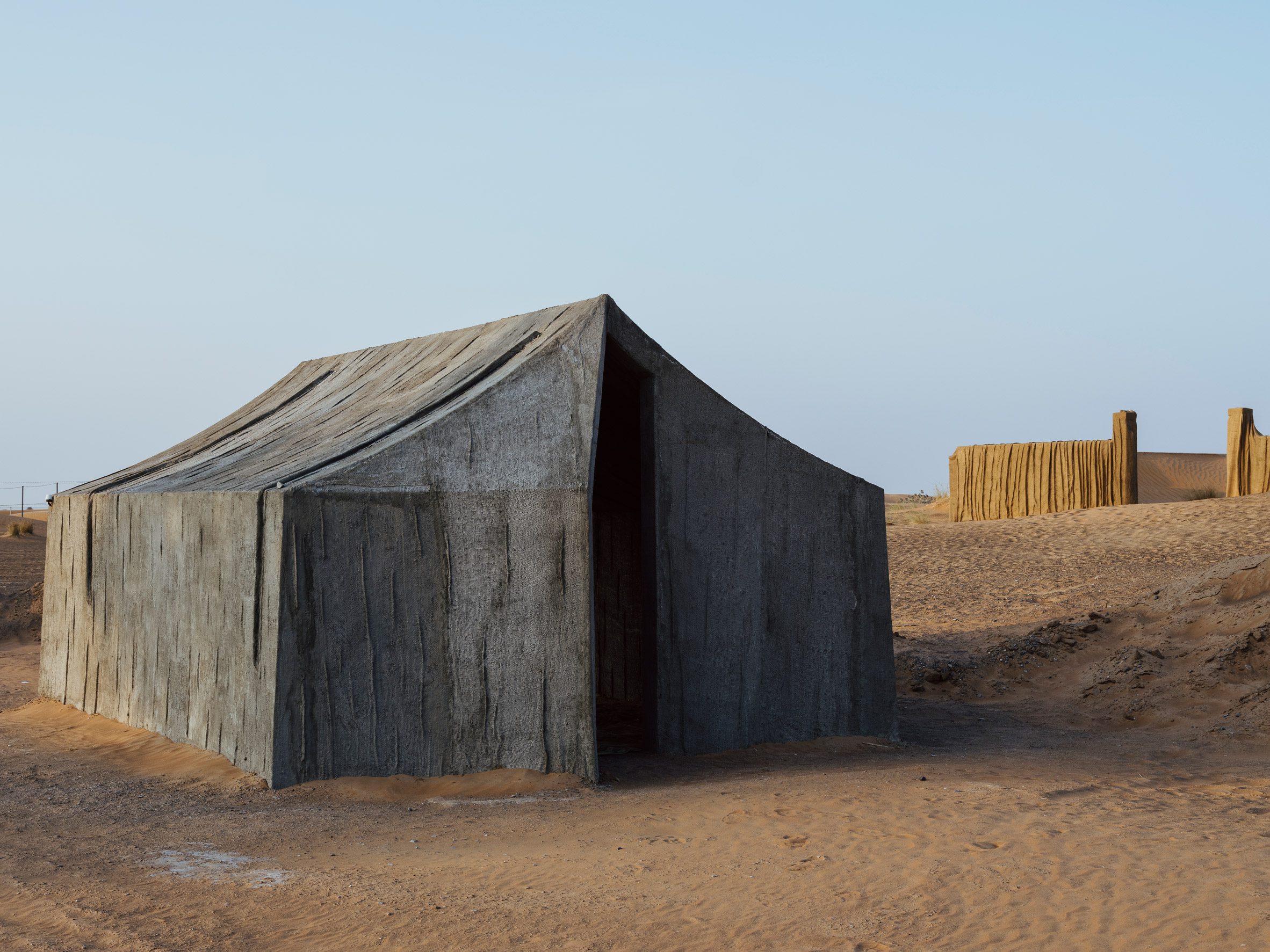 Concrete Tent by DAAR (Sandi Hilal and Alessandro Petti) at the Sharjah Architecture Triennial 2023.