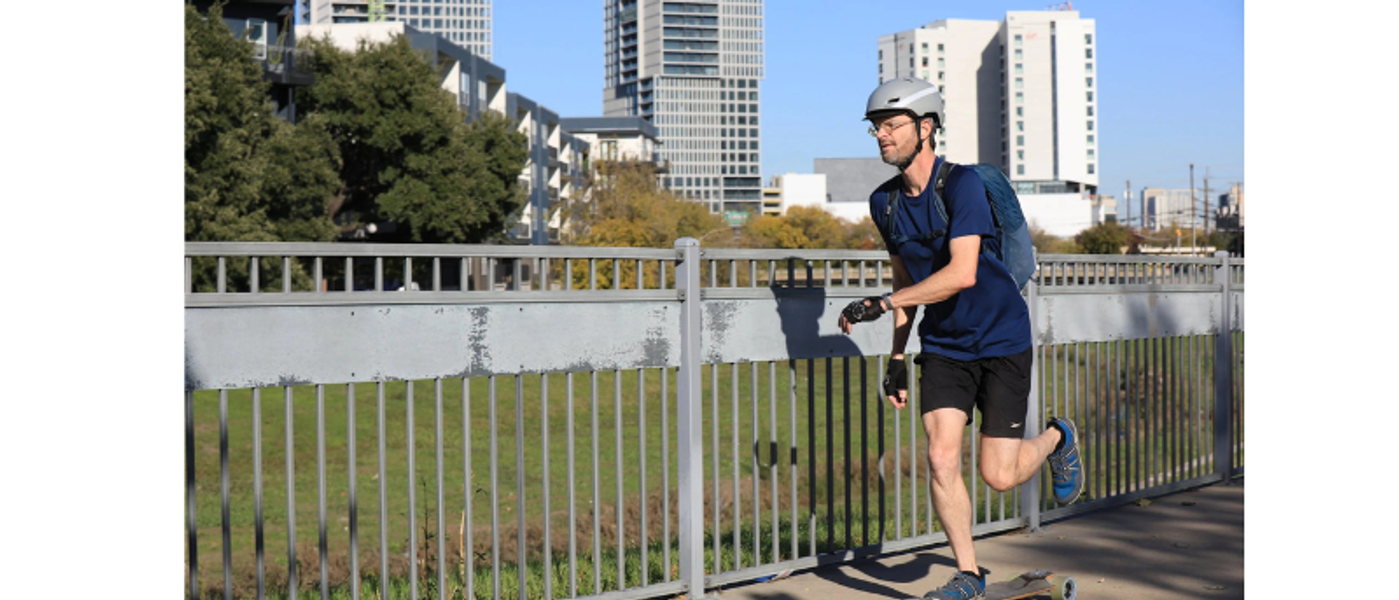 Jason skating down the Trinity Strand Trail