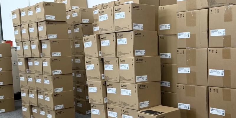 Labeled Mitsubishi Electric component stock for model confirmation