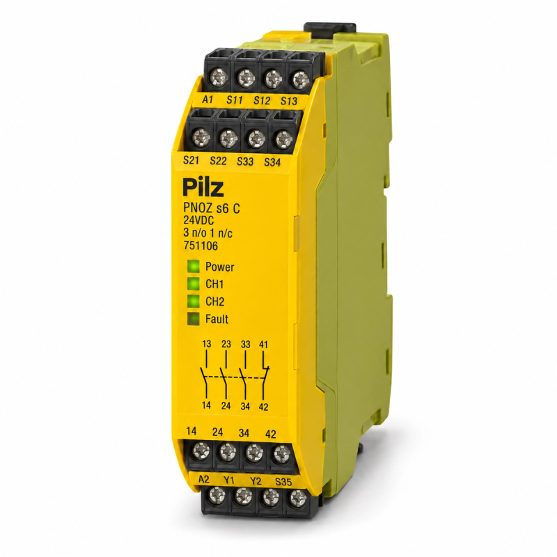Pilz PNOZ s6 C 24VDC 3 n/o 1 n/c safety relay, product ID 751106