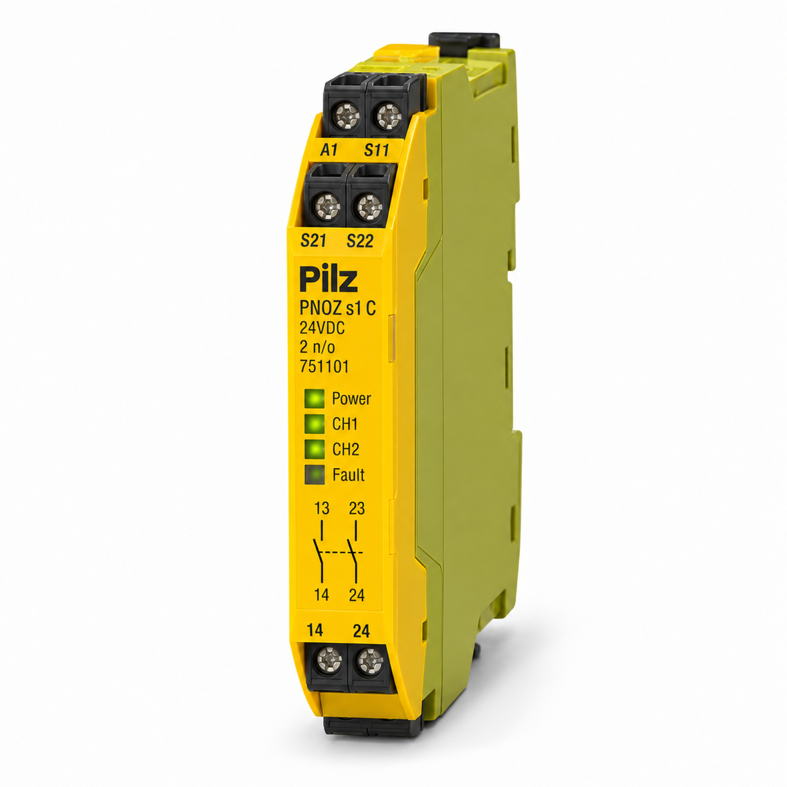 Pilz PNOZ s1 C 24VDC 2 n/o safety relay, product ID 751101