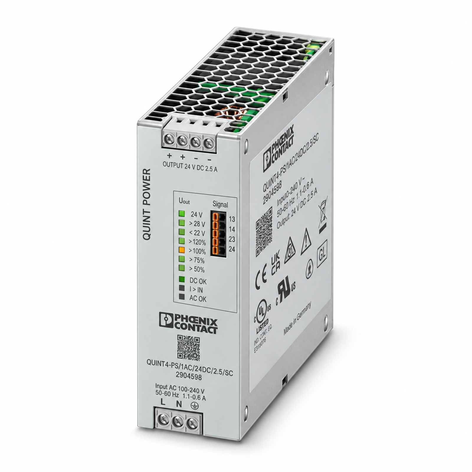 Phoenix Contact QUINT4-PS/1AC/24DC/2.5/SC power supply, item 2904598