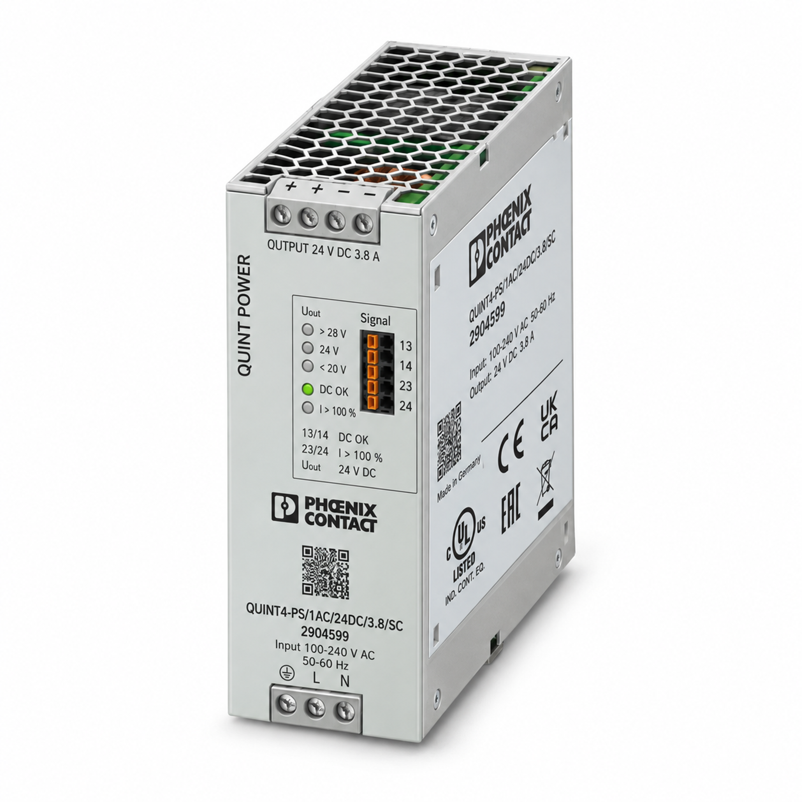 Phoenix Contact QUINT4-PS/1AC/24DC/3.8/SC power supply, item 2904599