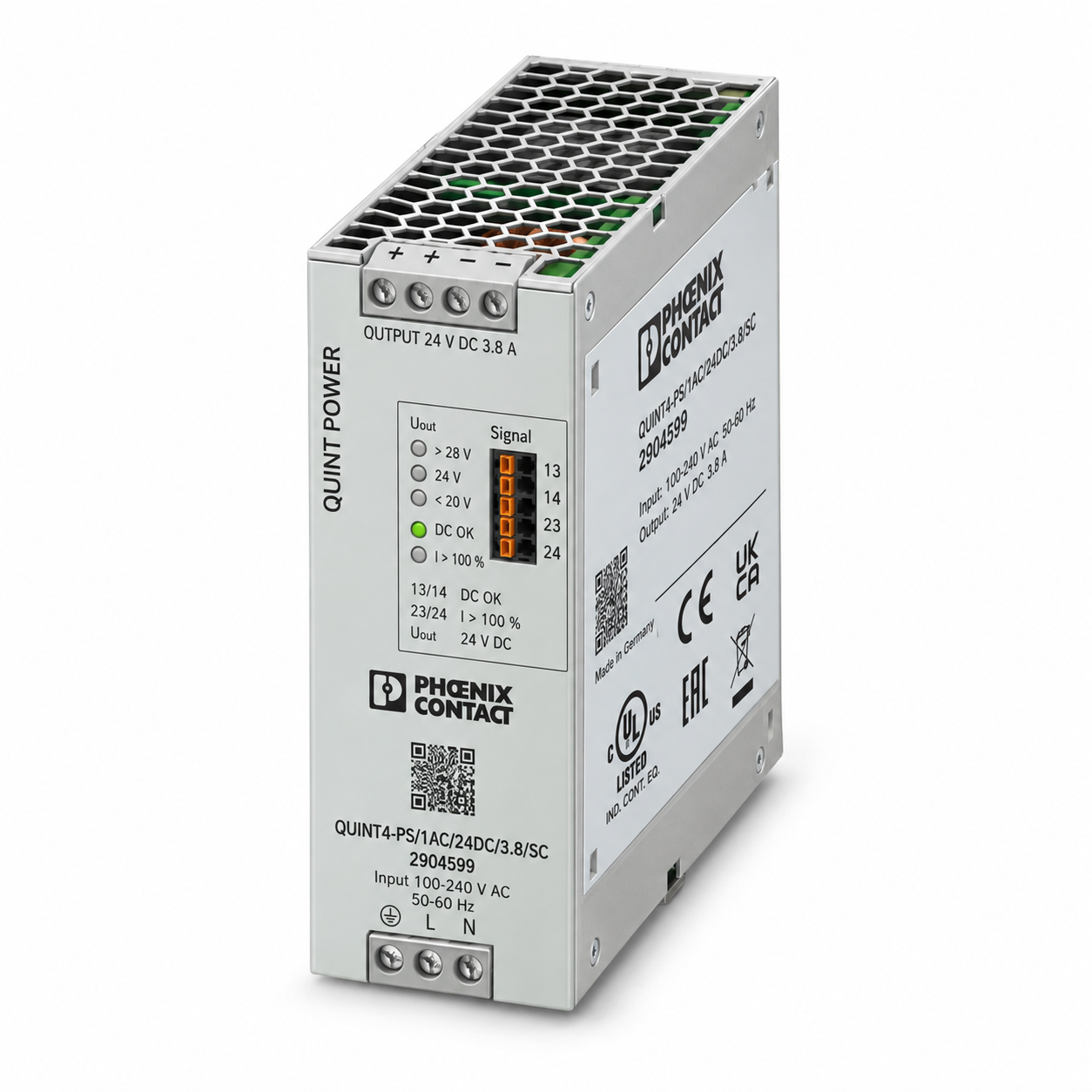 Phoenix Contact QUINT4-PS/1AC/24DC/3.8/SC power supply, item 2904599