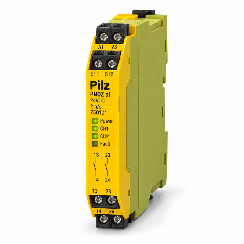 Pilz PNOZ s1 24VDC 2 n/o safety relay, product ID 750101