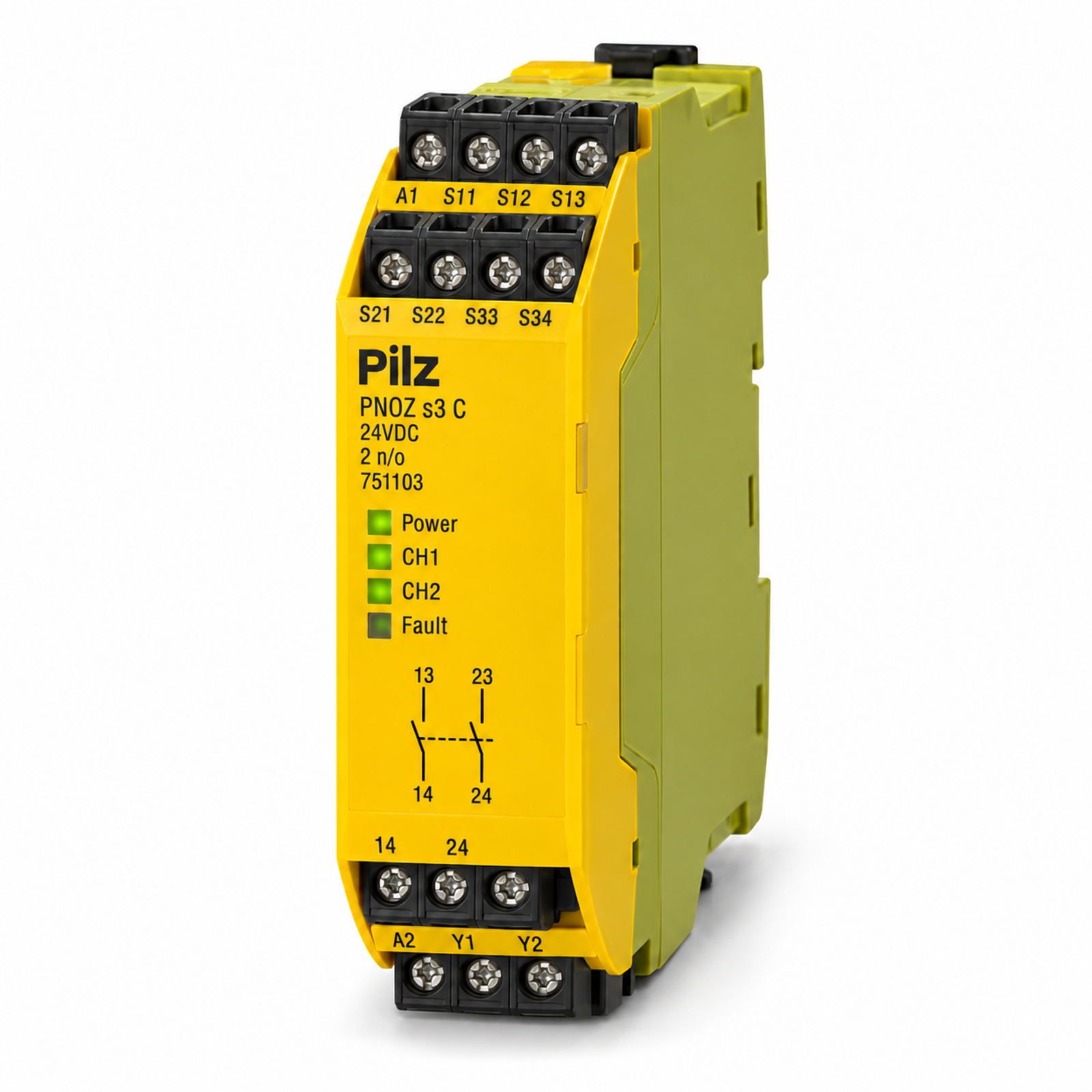 Pilz PNOZ s3 C 24VDC 2 n/o safety relay, product ID 751103