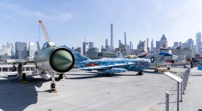 Intrepid Museum aircraft carrier with different airplanes