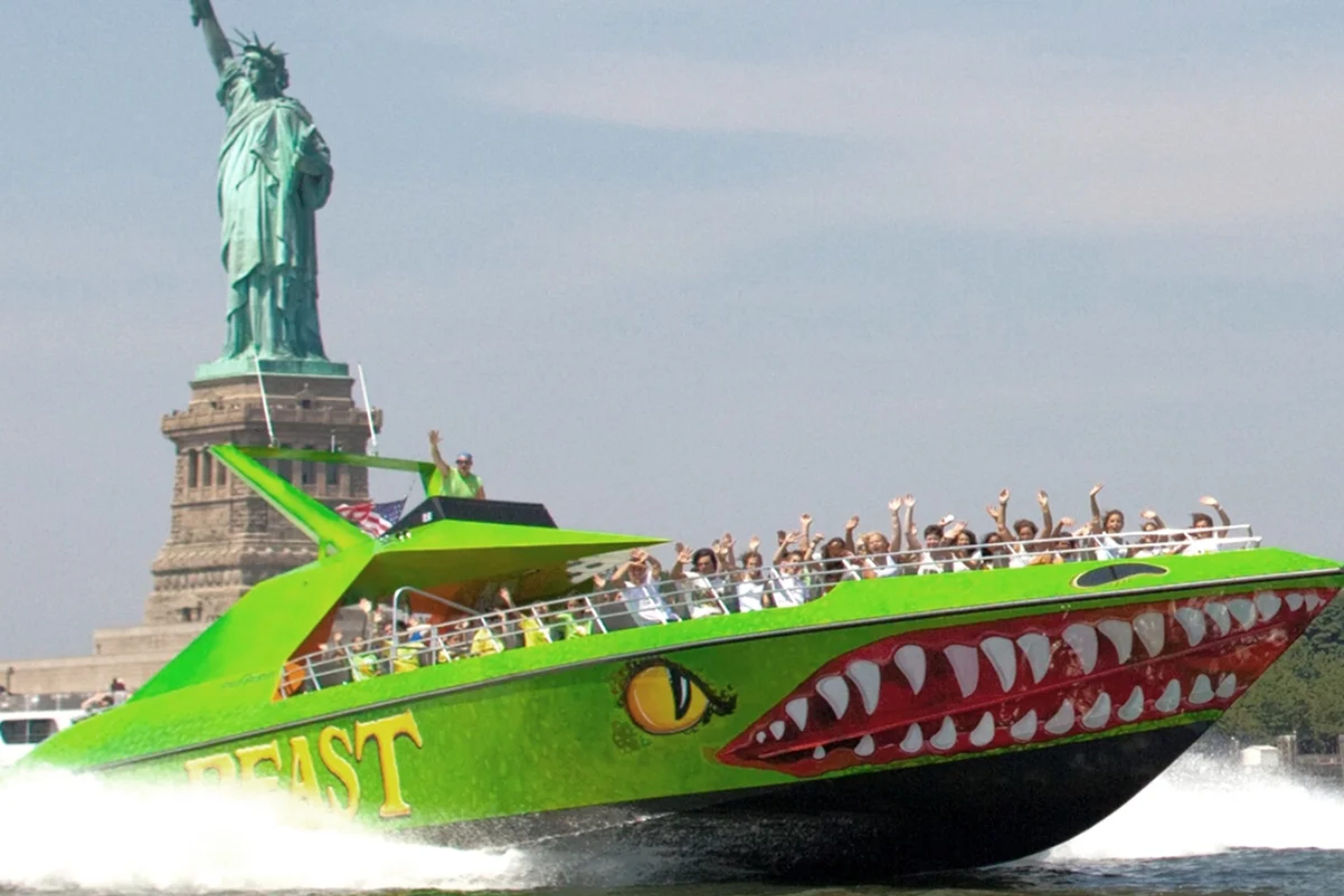 Beast Speedboat in front of the Statue of Liberty