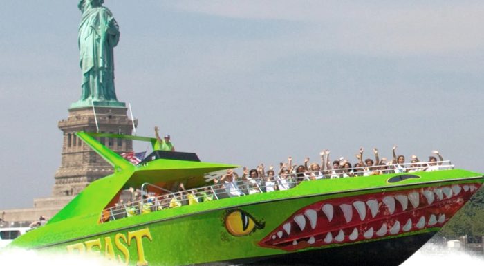 Beast Speedboat in front of the Statue of Liberty