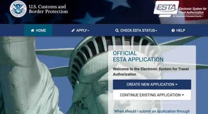Official ESTA Application website
