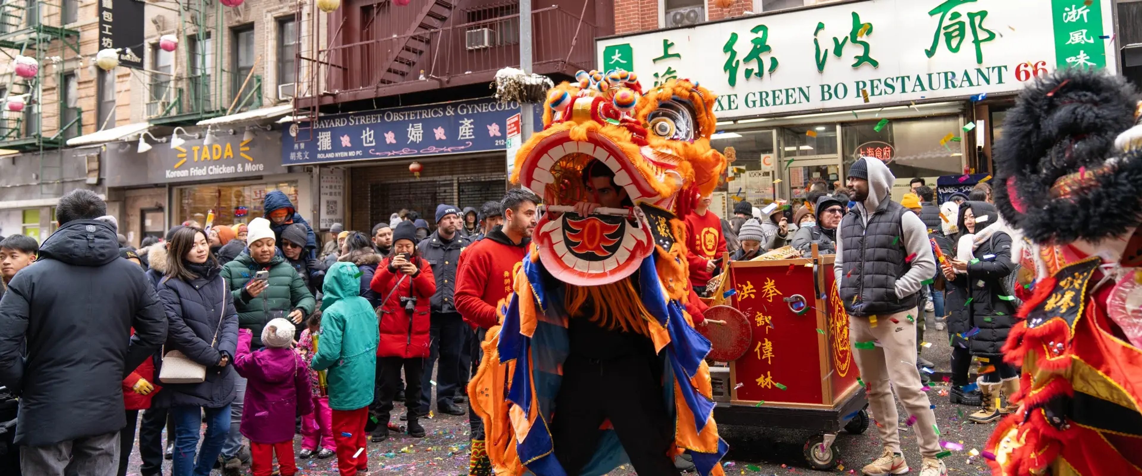 Lunar New Year celebration with Lion Dances in Chinatown NYC