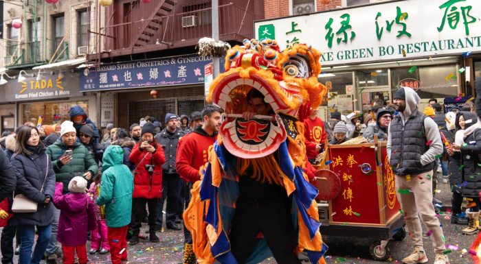 Lunar New Year celebration with Lion Dances in Chinatown NYC