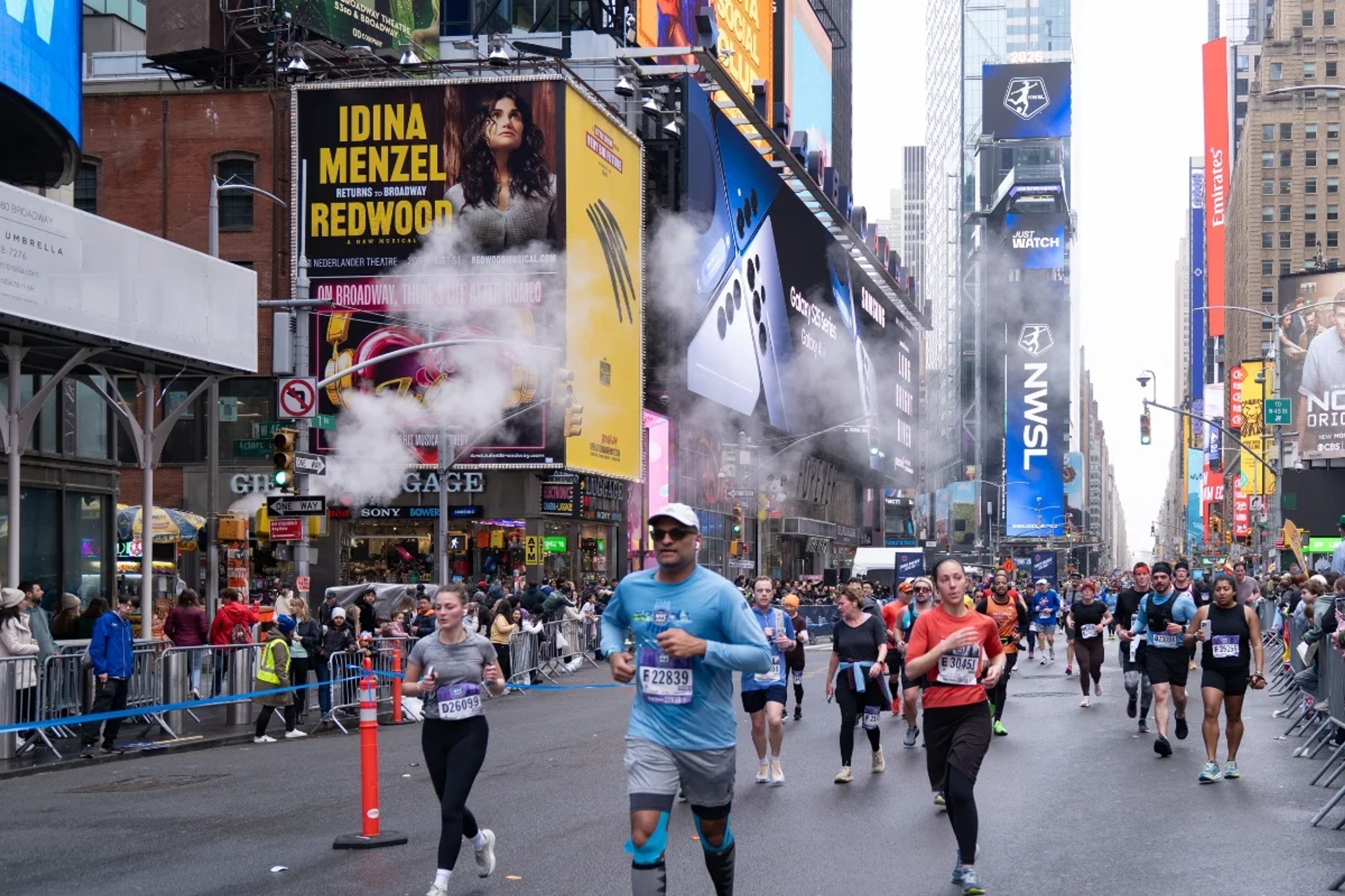 Half marathon runners in Times Square