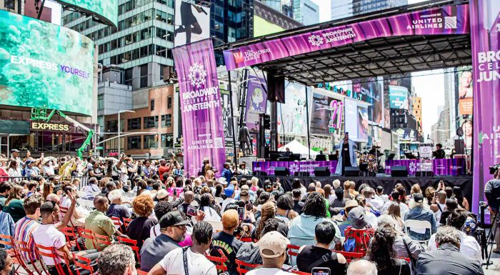 Stage in Times Square for Juneteenth Broadway celebration