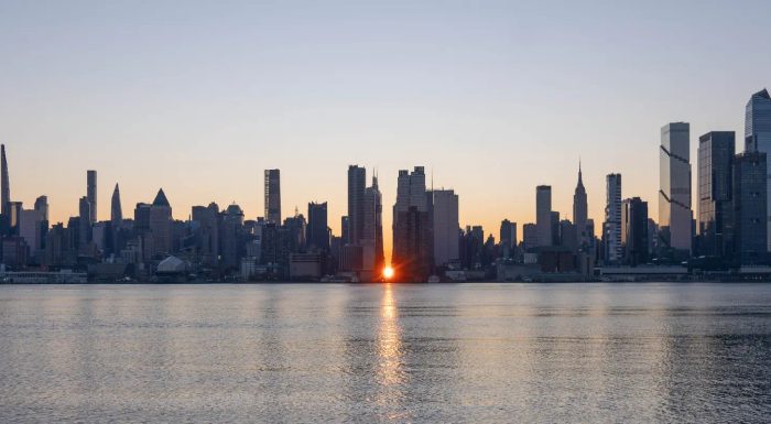 NYC Skyline during Winter Manhattanhenge sunrise