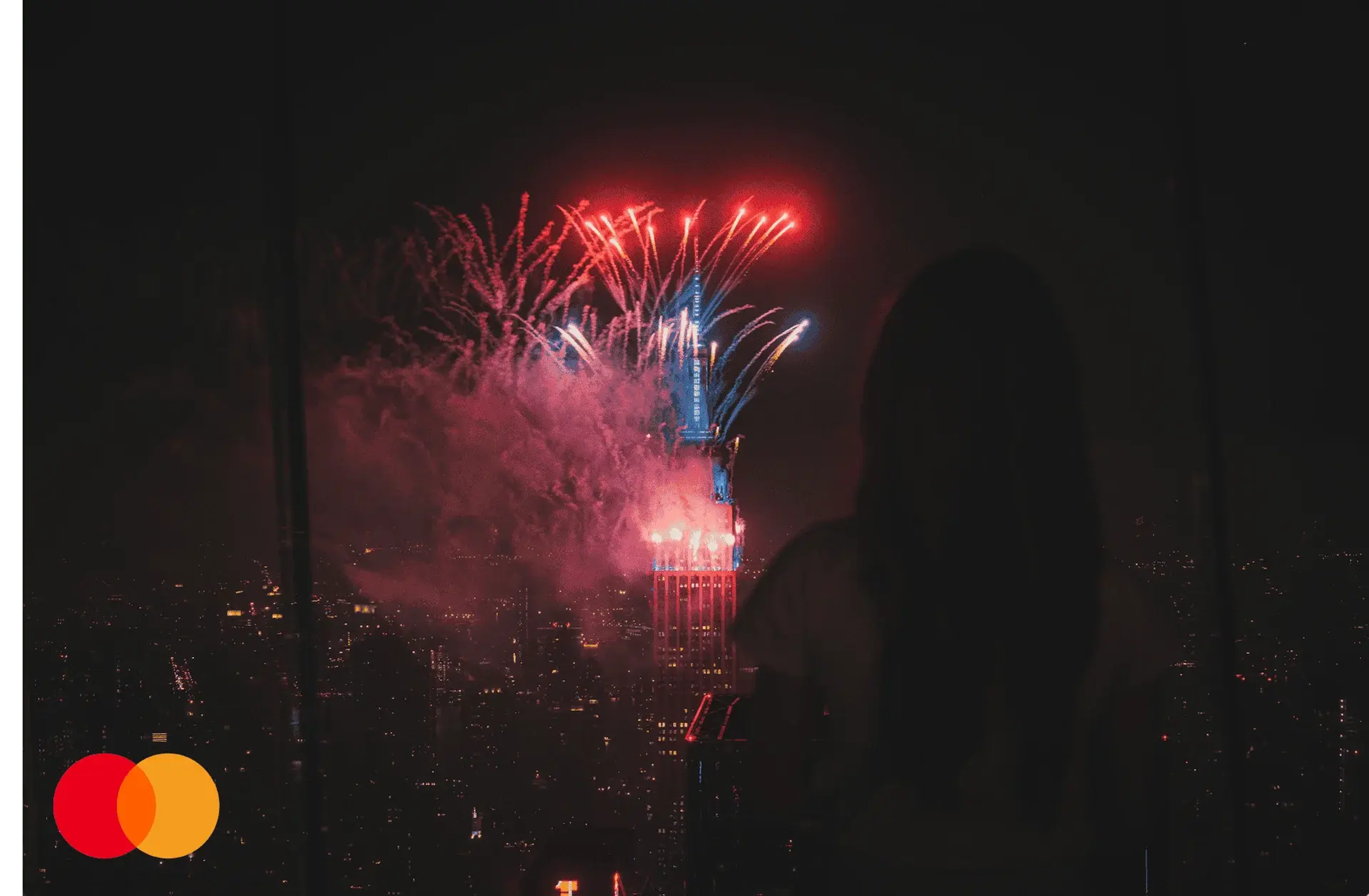 View of fireworks shooting from the Empire State Building