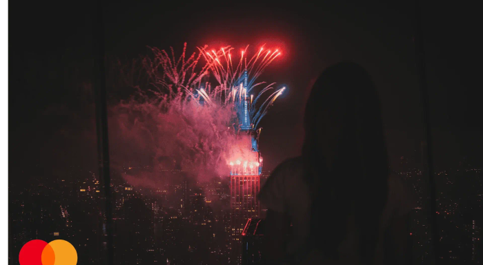 View of fireworks shooting from the Empire State Building