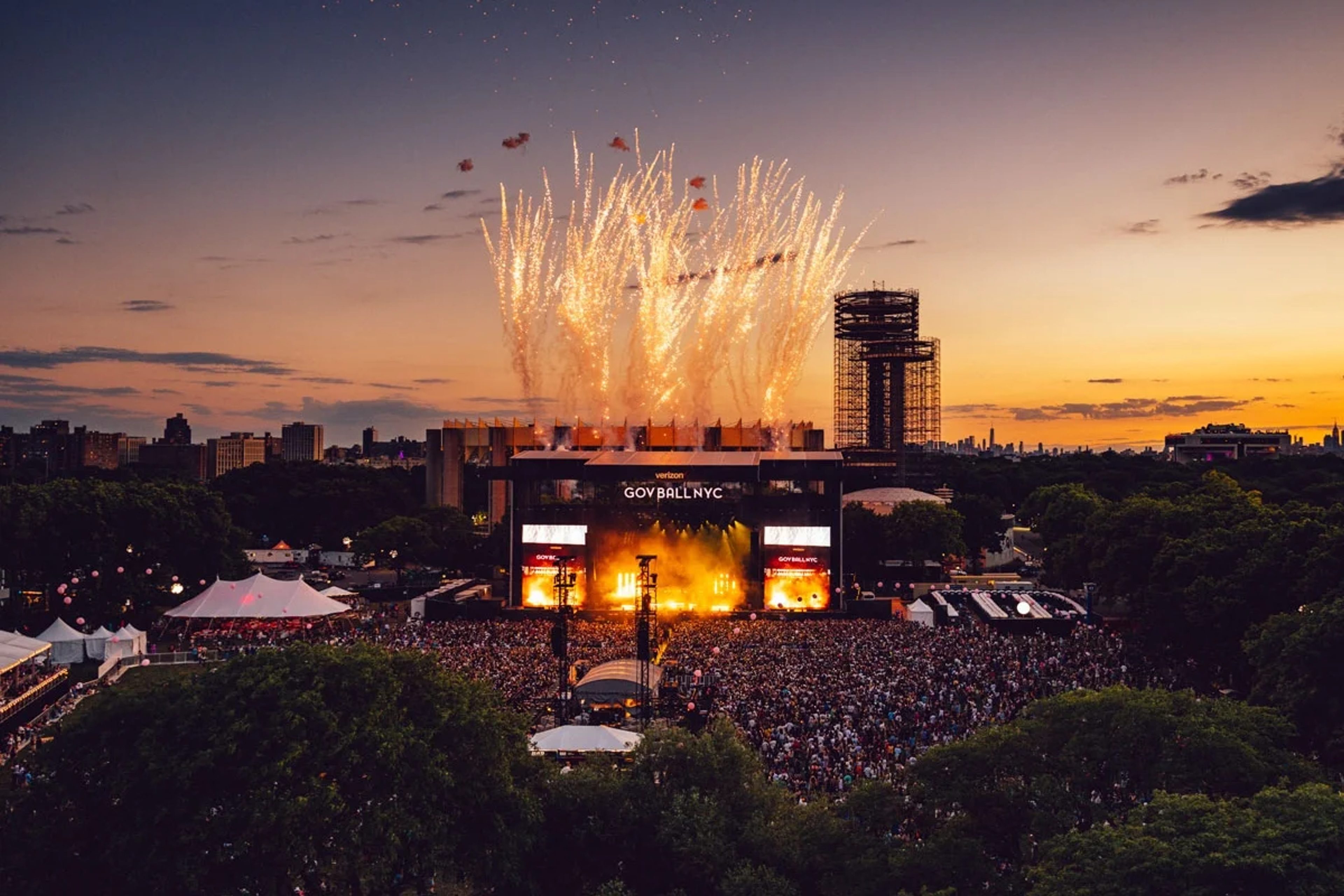 View of the Governors Ball Stage during sunset