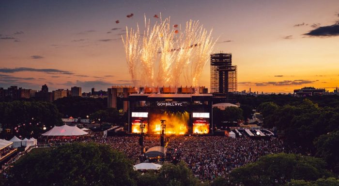 View of the Governors Ball Stage during sunset