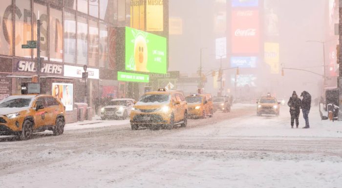 Snow storm in Times Square