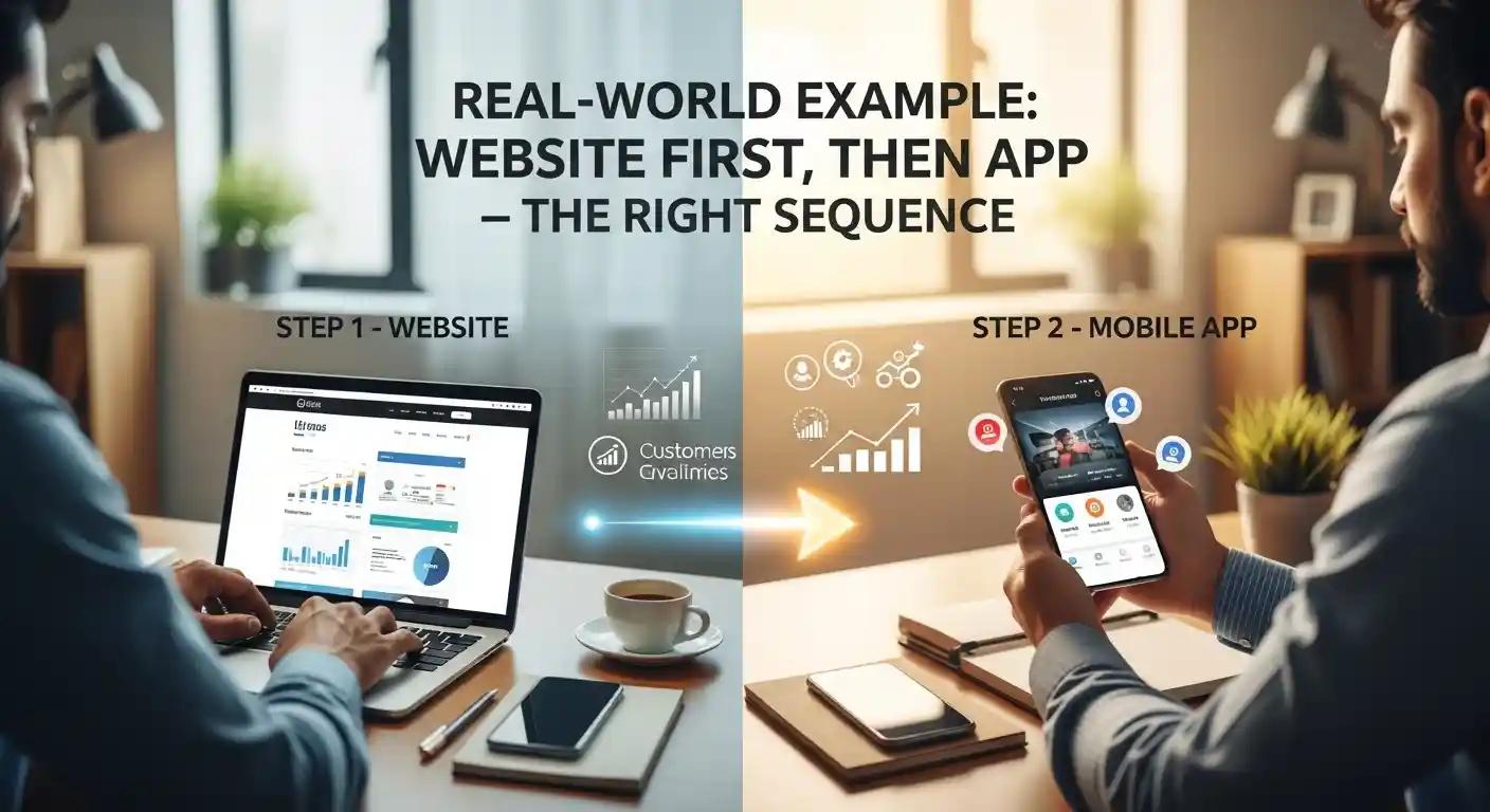 Real-World Example Website First, Then App — The Right Sequence