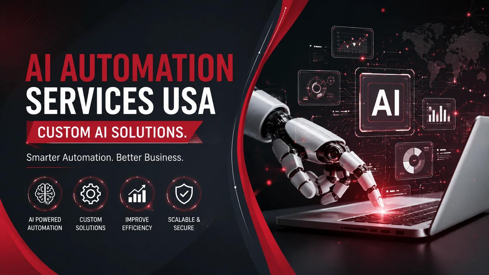 AI Automation Services USA with custom AI solutions, robotic process automation, business automation, and smart AI technology.