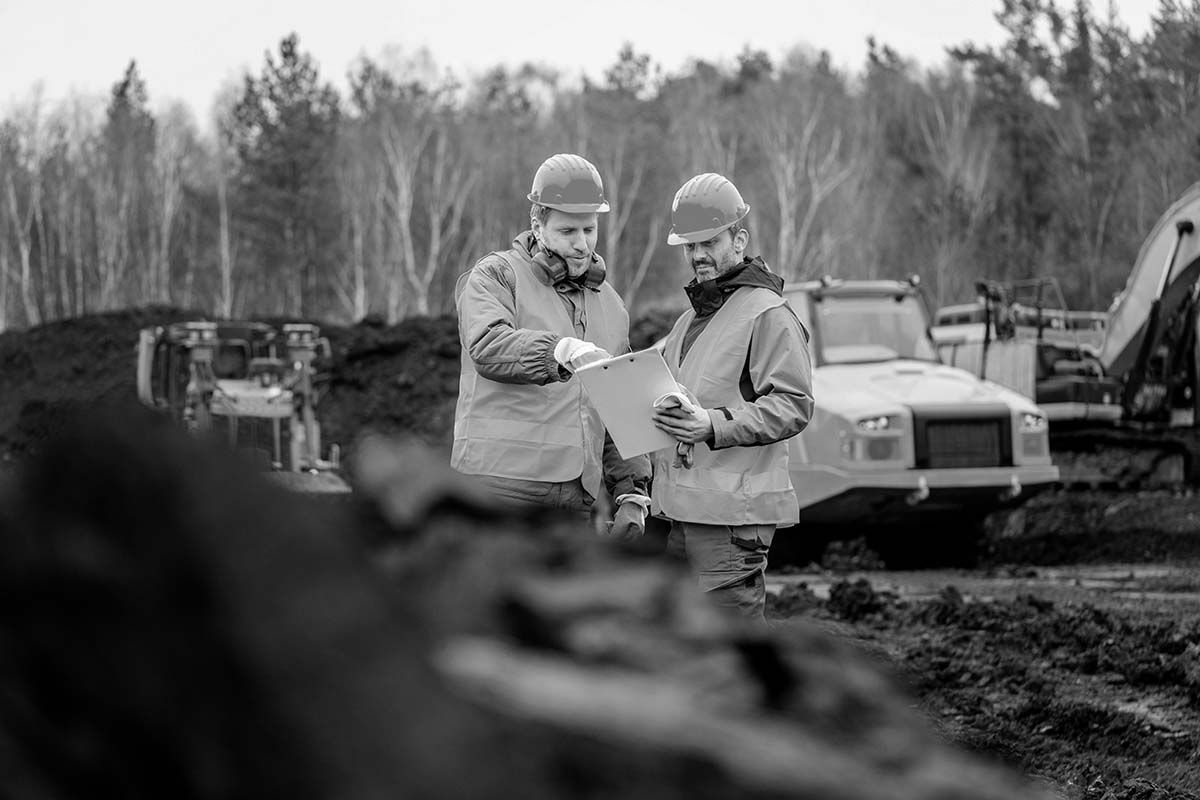 Workers at a coal mine