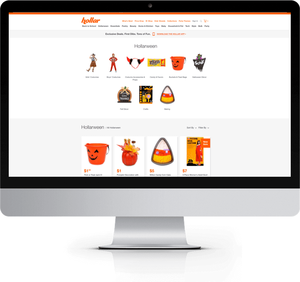 Hollar mobile shopping app product listings