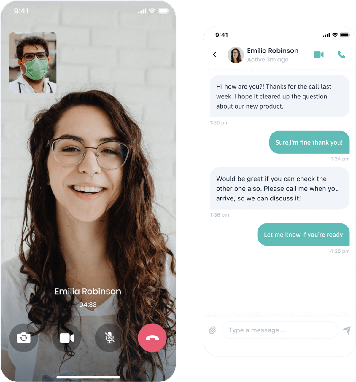 Communication platform — messaging & calls screens