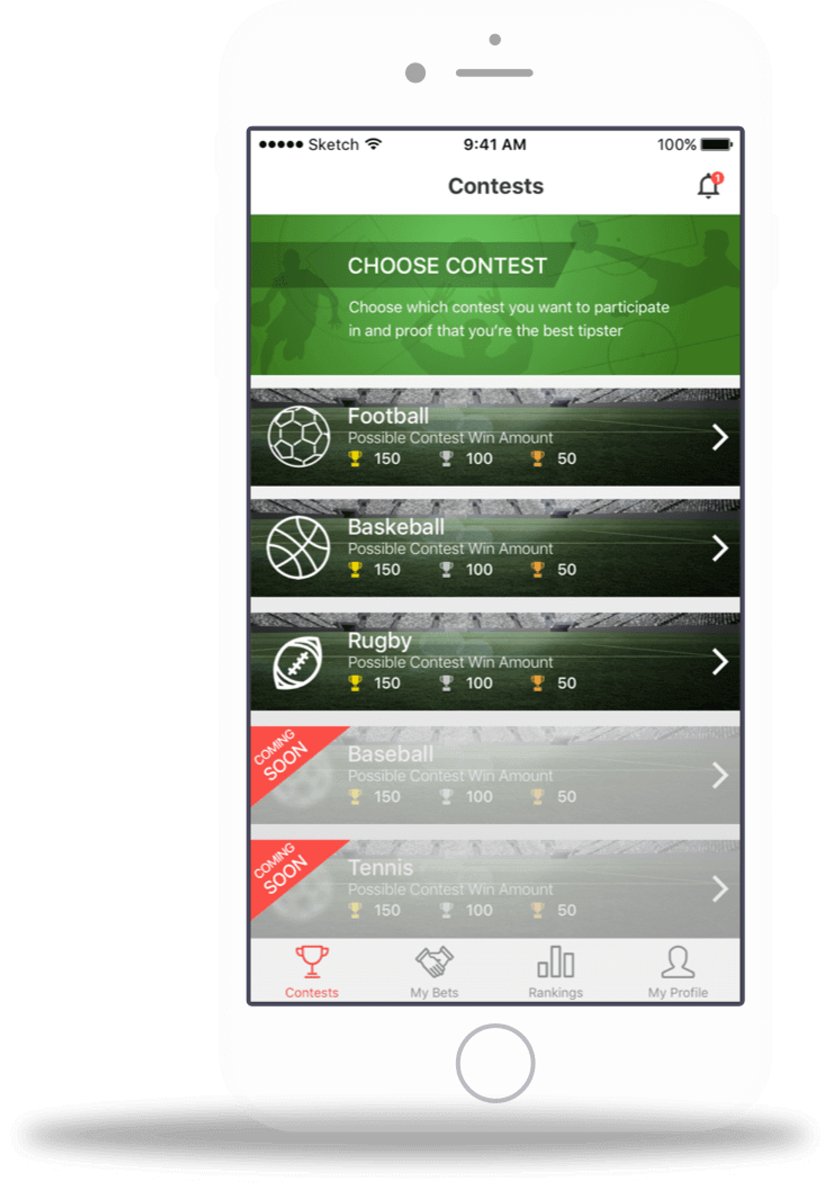 Swipeleague fantasy sports betting app home screen