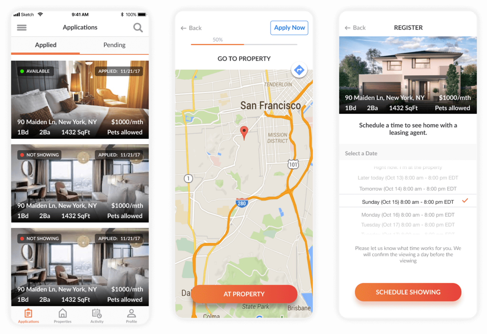 Rently app screen
