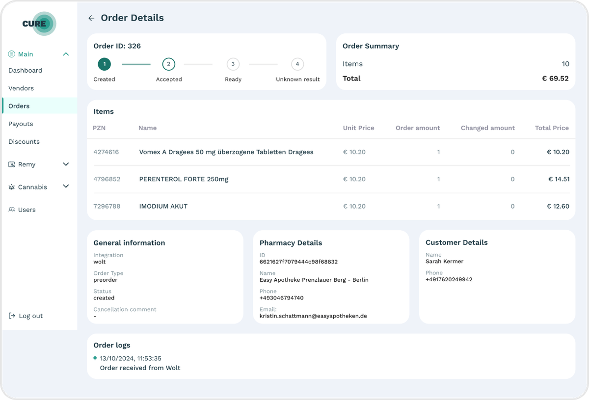 GetCure pharmacy medication ordering app screen