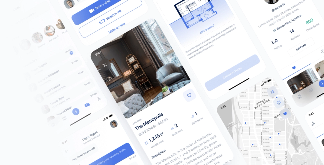 Apartmii real estate app screens