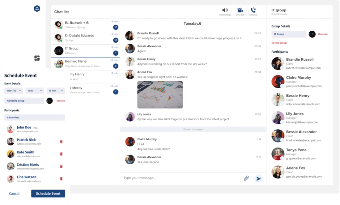 Easy-to-use chat and scheduling dashboard