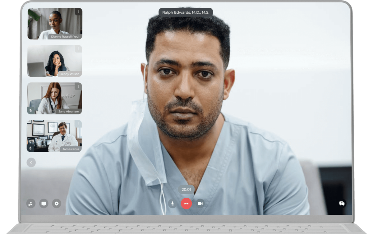 HIPAA Telmed secure WebRTC video consultation screen