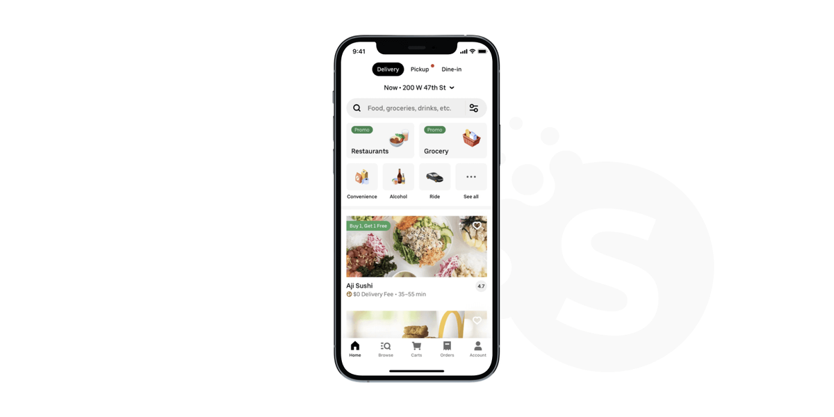 Food delivery application development