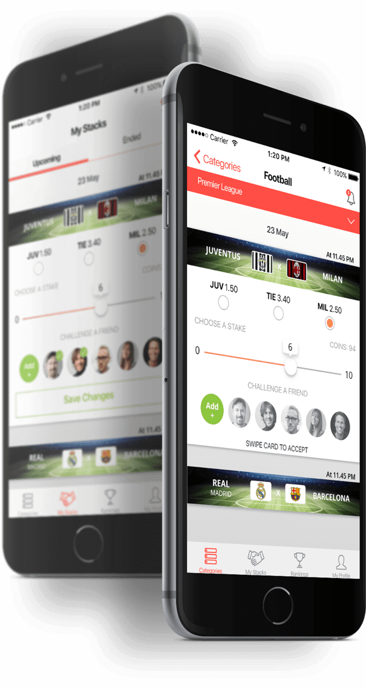 Swipeleague leaderboard and results screen