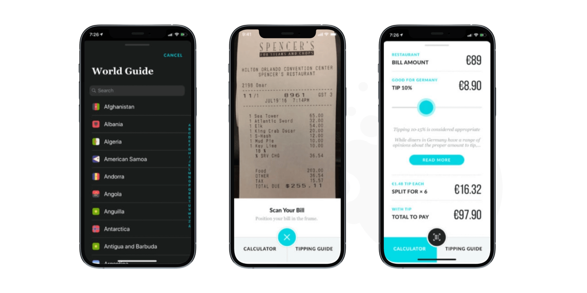 Tipping app features