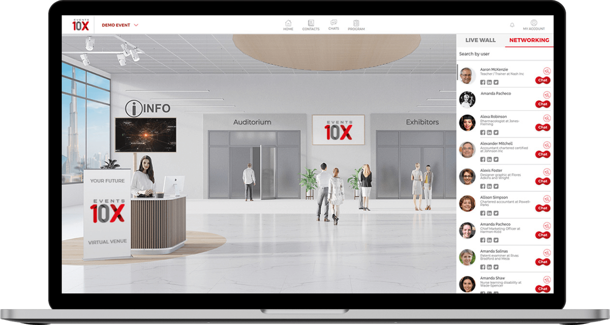 Events10x platform on laptop