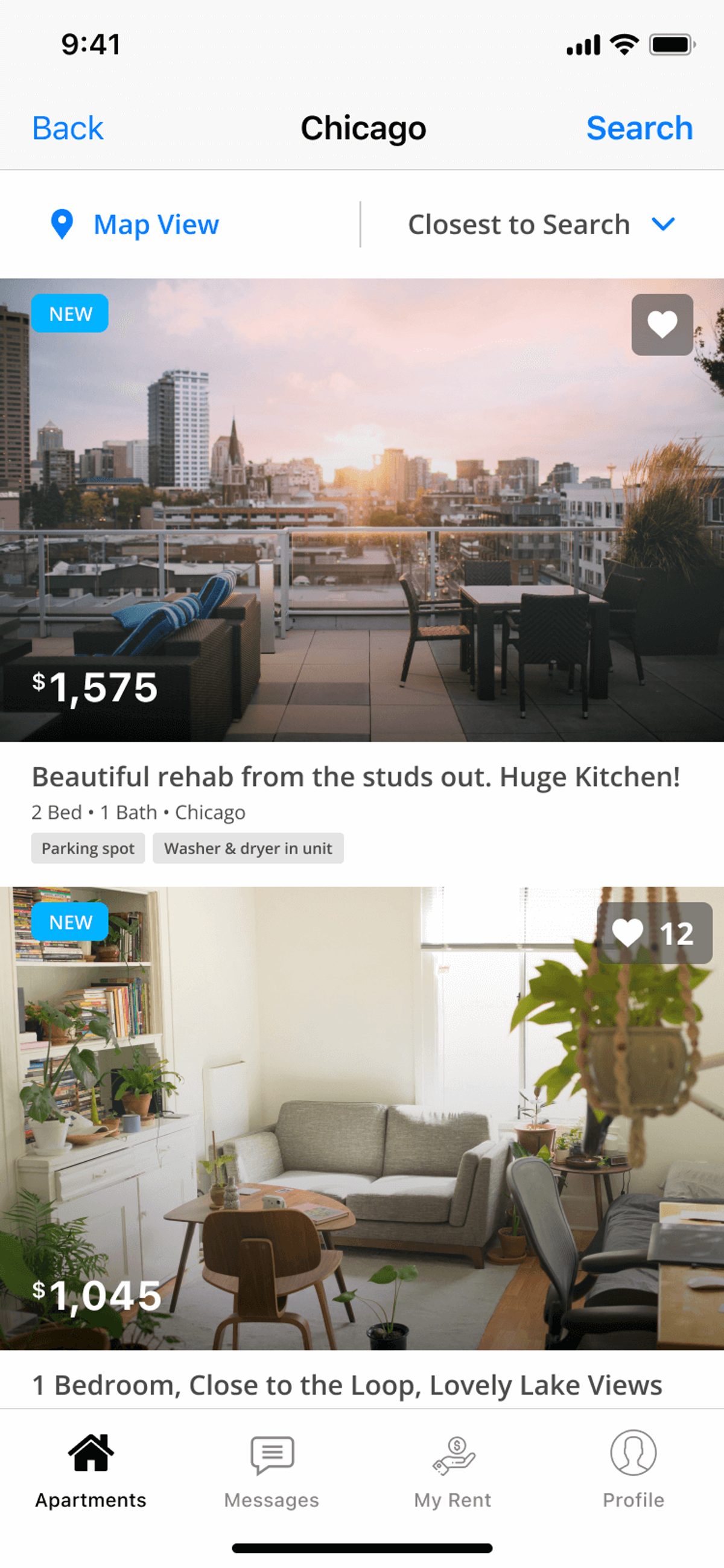 RadPad rental listings and home discovery screen