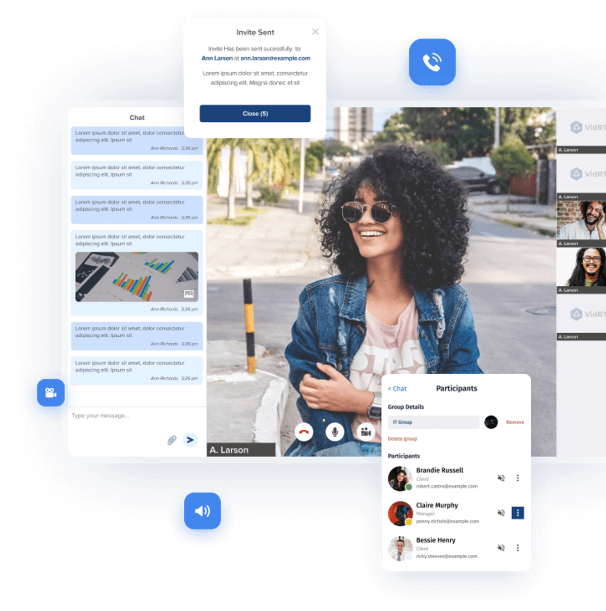 VidRTC conferencing engine UI
