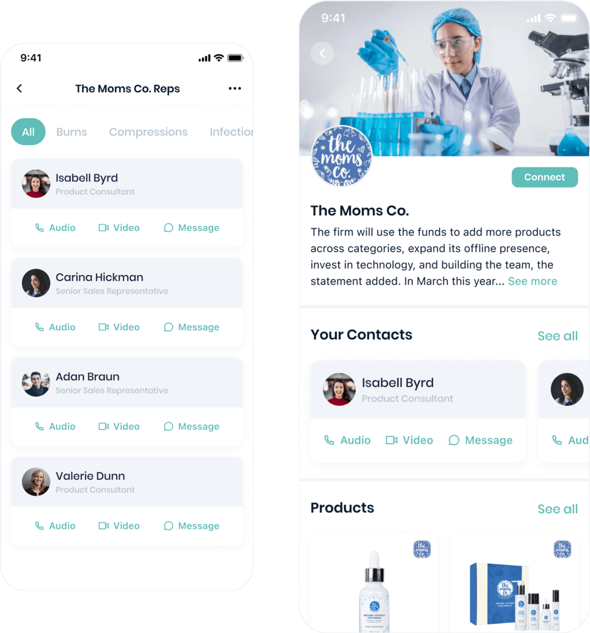 Advanced structure — company profile screens